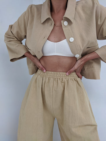 Ilana Kohn Tabby Crop Jacket / Available in Biscuit