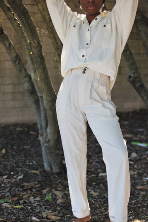 Na Nin Gwen Relaxed Raw Silk Button Up / Available in Cream & Black