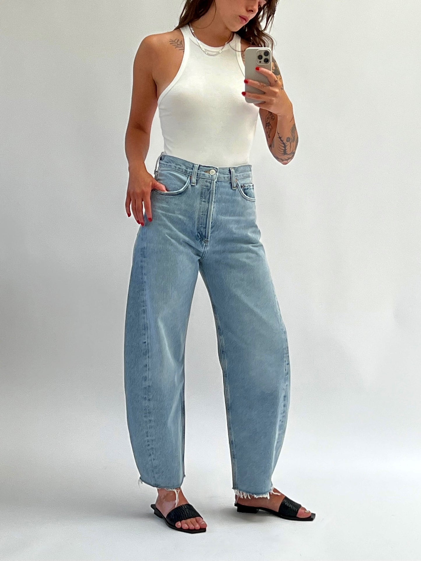 Luna High Rise Pieced Taper Jean