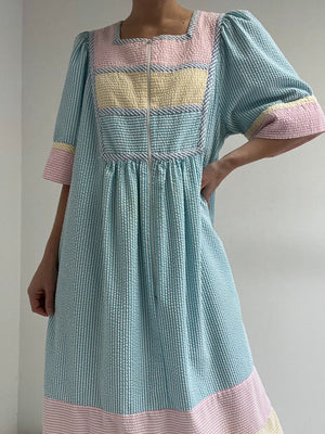 Lovely Vintage Colorful Seersucker Dress