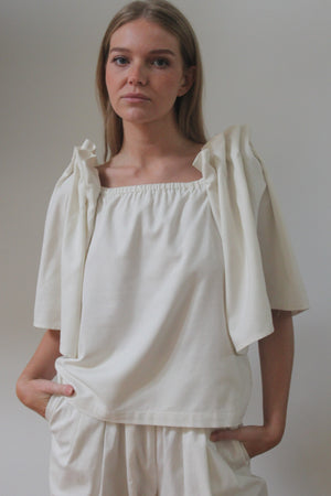 Na Nin Talu Silk Canvas Top / Available in Cream and Black