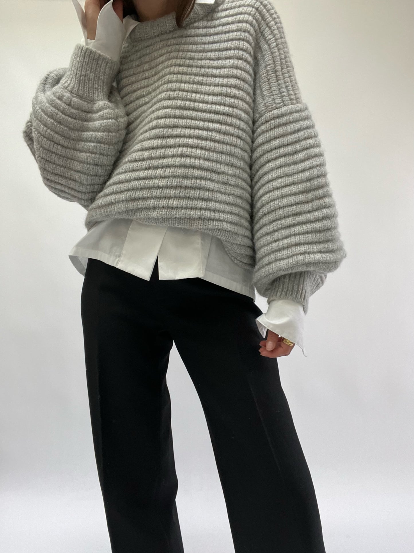 Romy Knitted Alpaca Balloon Sleeve Sweater