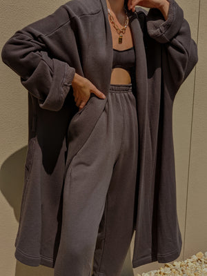 Na Nin Jane Cotton Modal Robe Coat  / Available in Cream, Faded Black, Sage