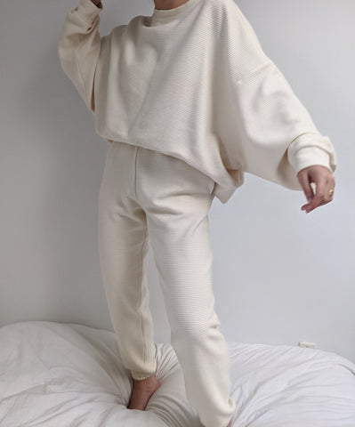 Na Nin Franklin Rippled Cotton Sweatpant / Available in Cream, Faded Black, Cinnamon