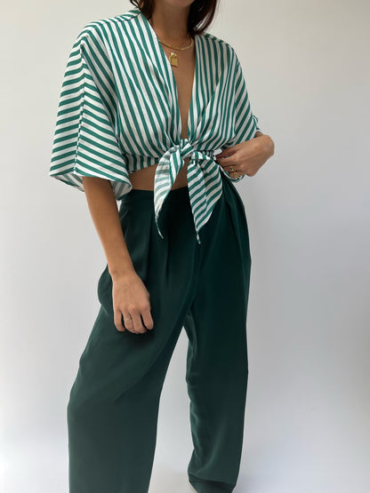 Bobbie Striped Poplin Tie Top