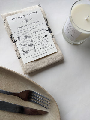 The Wild Wander Oyster Shucking Guide Tea Towel