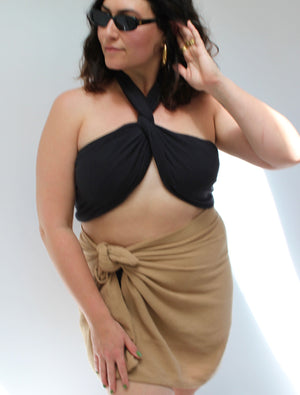 Na Nin Ellie Waffled Cotton Sarong / Available in Natural, Faded Black, Toffee