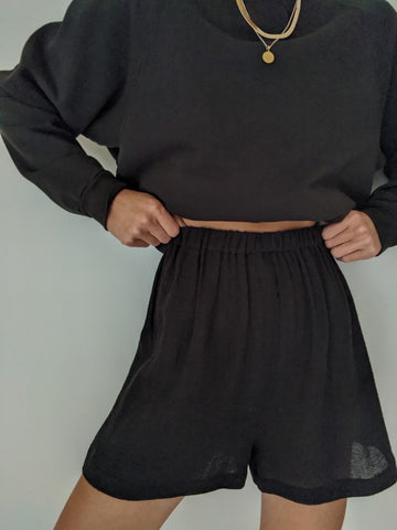 Na Nin Chloe Waffled Cotton Shorts / Available in Natural & Faded Black