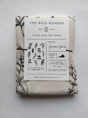 The Wild Wander Garden Herbs Tea Towel
