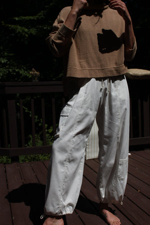 Na Nin Cooper French Twill Cargo Pant / Available in Eggshell, Onyx, Topiary
