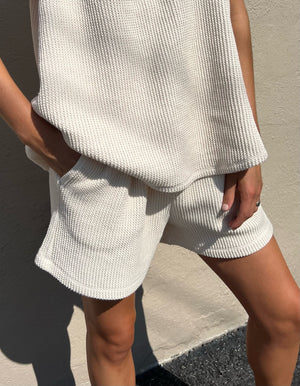 Na Nin Chloe Knitted Cotton Rib Shorts / Available in Oat & Faded Black