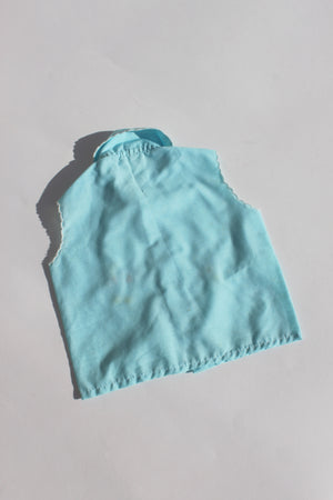 Vintage Mini Light Blue Embroidered Sleeveless Top
