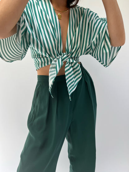 Bobbie Striped Poplin Tie Top